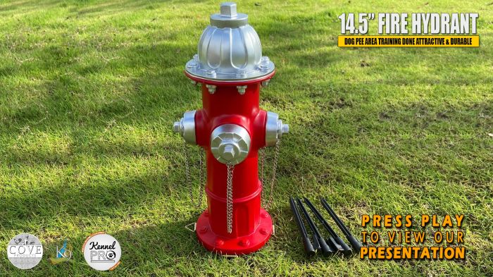 14.5 inch Tall Fire Hydrant with 4 Stakes Puppy Pee Post Training