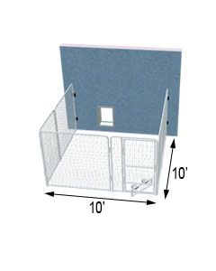 10' X 10' Three Sided PRO Dog Kennel 	