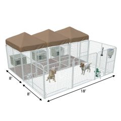 18' X 8' Ultimate Playzone W/Multiple 6' X 8' PRO Dog Kennels X3 & Cube Dog Houses	