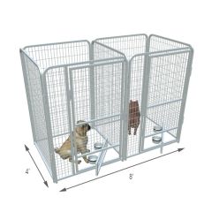 4' X 4' Multiple PRO Full Stall Dog Kennels x2