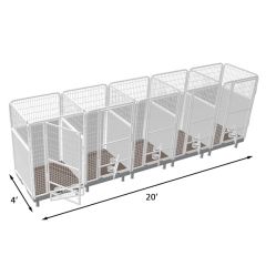 4' X 4' Multiple PRO Quick N Clean Dog Kennel X5 Stalls