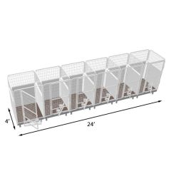 4' X 4' Multiple PRO Quick N Clean Dog Kennel X6 Stalls