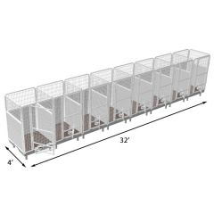4' X 4' Multiple PRO Quick N Clean Dog Kennel X8 Stalls