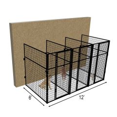  4' X 6' Multiple 7' Tall No Back Dog Kennels x3