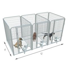  4' X 6' Multiple PRO Full Stall Dog Kennels x3