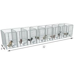  4' X 6' Multiple PRO Full Stall Dog Kennels x8