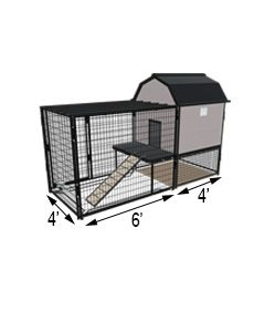K9 Kennel Barn With 4' X 6' X 5' Tall Run & Metal Cover (Complete) 