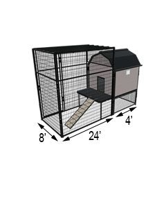 K9 Kennel Barn With 4' X 6' X 7' Tall Run & Metal Cover (Basic) 