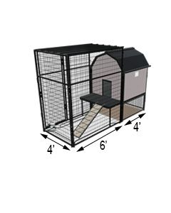 K9 Kennel Barn With 4' X 6' X 7' Tall Run & Metal Cover (Complete) 