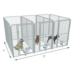  4' X 8' Multiple PRO Full Stall Dog Kennels x3