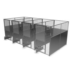 4' X 8' Multiple Stainless Steel Full Stall Dog Kennels X4