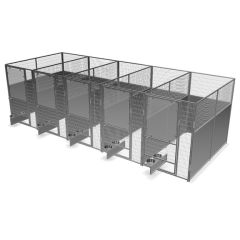 4' X 8' Multiple Stainless Steel Full Stall Dog Kennels X5