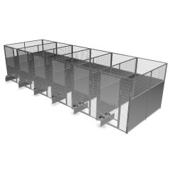 4' X 8' Multiple Stainless Steel Full Stall Dog Kennels X6