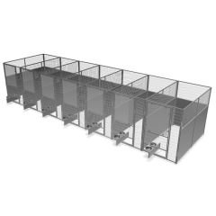 4' X 8' Multiple Stainless Steel Full Stall Dog Kennels X7