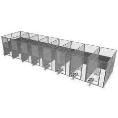 4' X 8' Multiple Stainless Steel Full Stall Dog Kennels X8