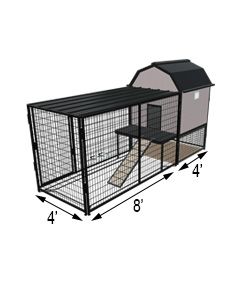 K9 Kennel Barn With 4' X 8' X 5' Tall Run & Metal Cover (Complete) 