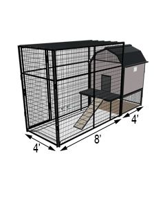 K9 Kennel Barn With 4' X 8' X 7' Tall Run & Metal Cover (Complete) 