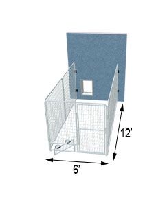 6' X 12' Three Sided PRO Dog Kennel 	