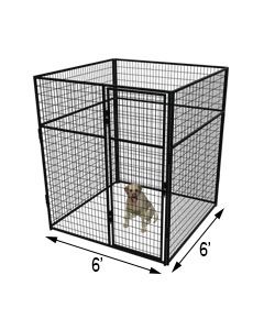 6' X 6' Basic 7' Tall Wire Kennel (Powder-Coated)