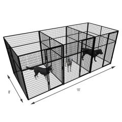 6' X 8' Multiple 7' Tall Full Stall Dog Kennels x3