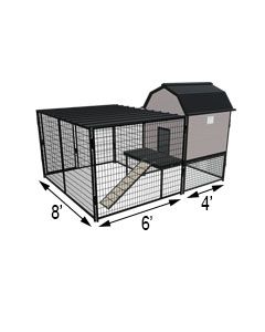 Kennel Barn with 8' X 6' X 5' Tall Run & Metal Cover (Basic) 