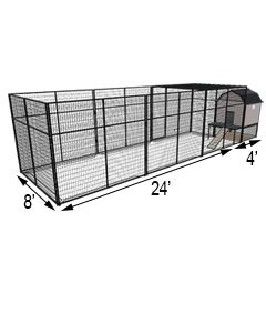K9 Kennel Barn With 8' X 24' X 7' Tall Run & Metal Cover (Complete) 