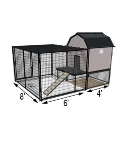 K9 Kennel Barn With 8' X 6' X 5' Tall Run & Metal Cover (Complete)