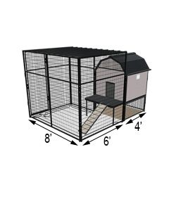 K9 Kennel Barn With 8' X 6' X 7' Tall Run & Metal Cover (Complete)