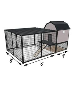 K9 Kennel Barn With 8' X 8' X 5' Tall Run & Metal Cover (Complete) 