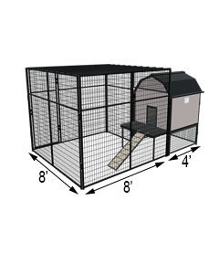 Kennel Barn With 8' X 8' X 7' Tall Run & Metal Cover (Basic) 
