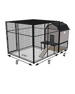 K9 Kennel Barn With 8' X 8' X 7' Tall Run & Metal Cover (Complete) 
