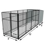 6' X 8' Vinyl Kennel Stall & 6' X 16' Welded Wire Dog Kennel (Complete)